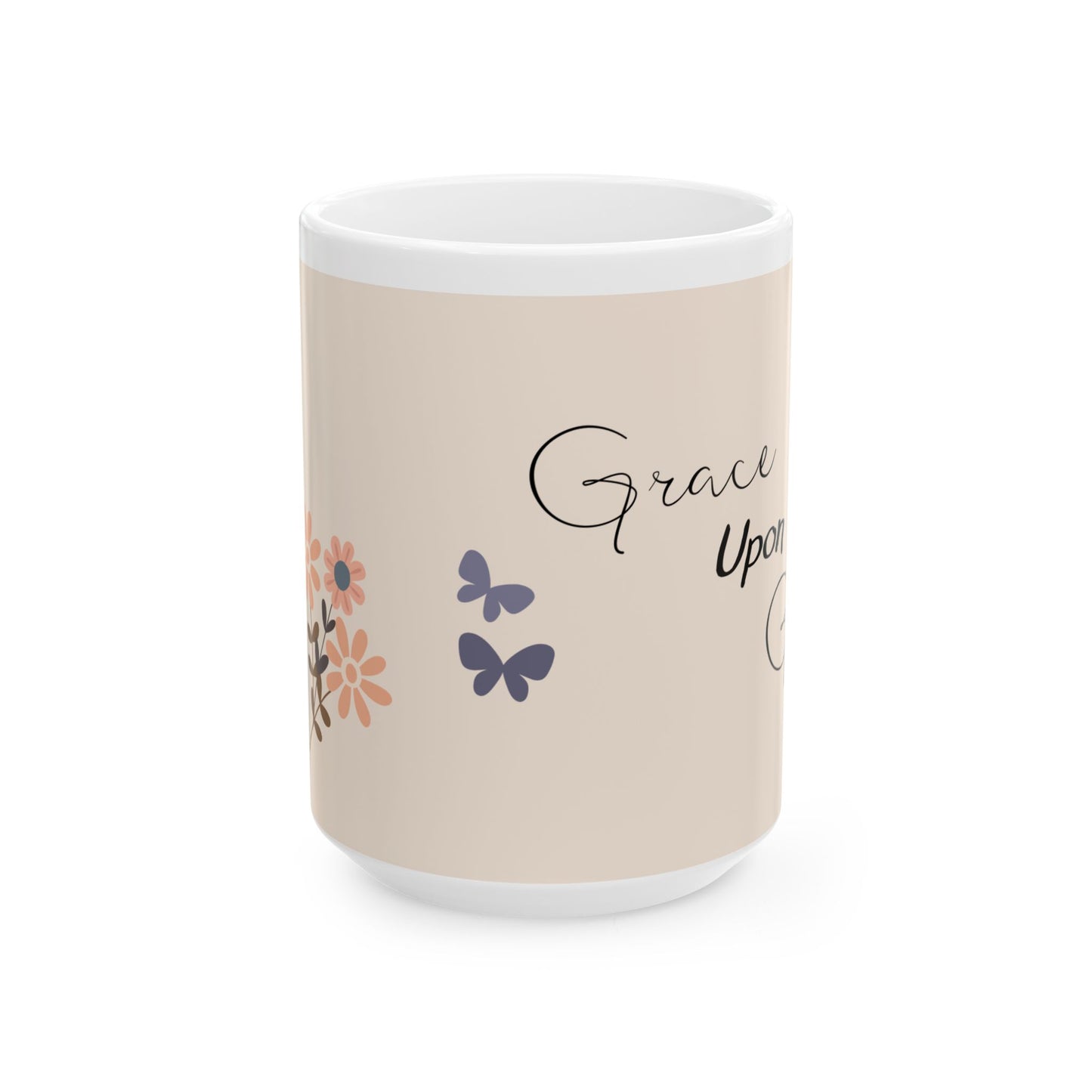 Grace Upon Grace Floral Ceramic Mug - Inspirational Drinkware for Home or Office