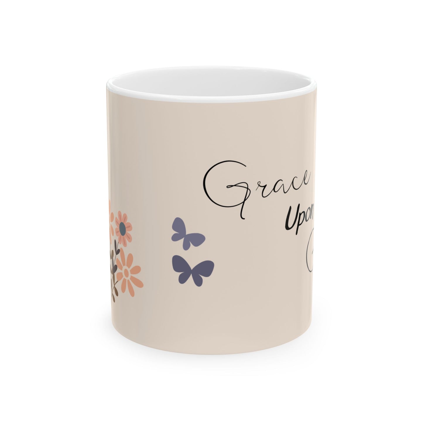 Grace Upon Grace Floral Ceramic Mug - Inspirational Drinkware for Home or Office