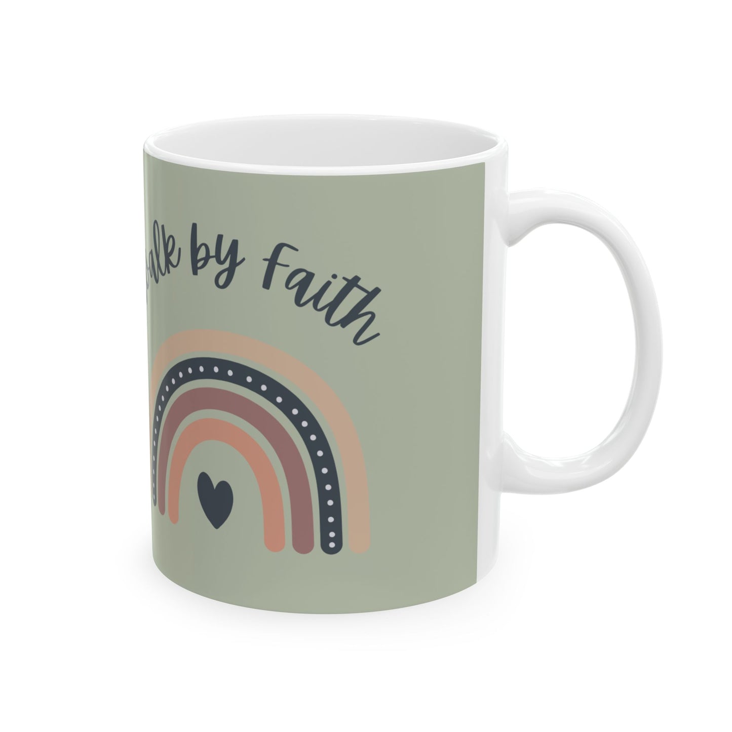 Inspirational Ceramic Mug - 'Walk by Faith' Rainbow Design - 11oz & 15oz
