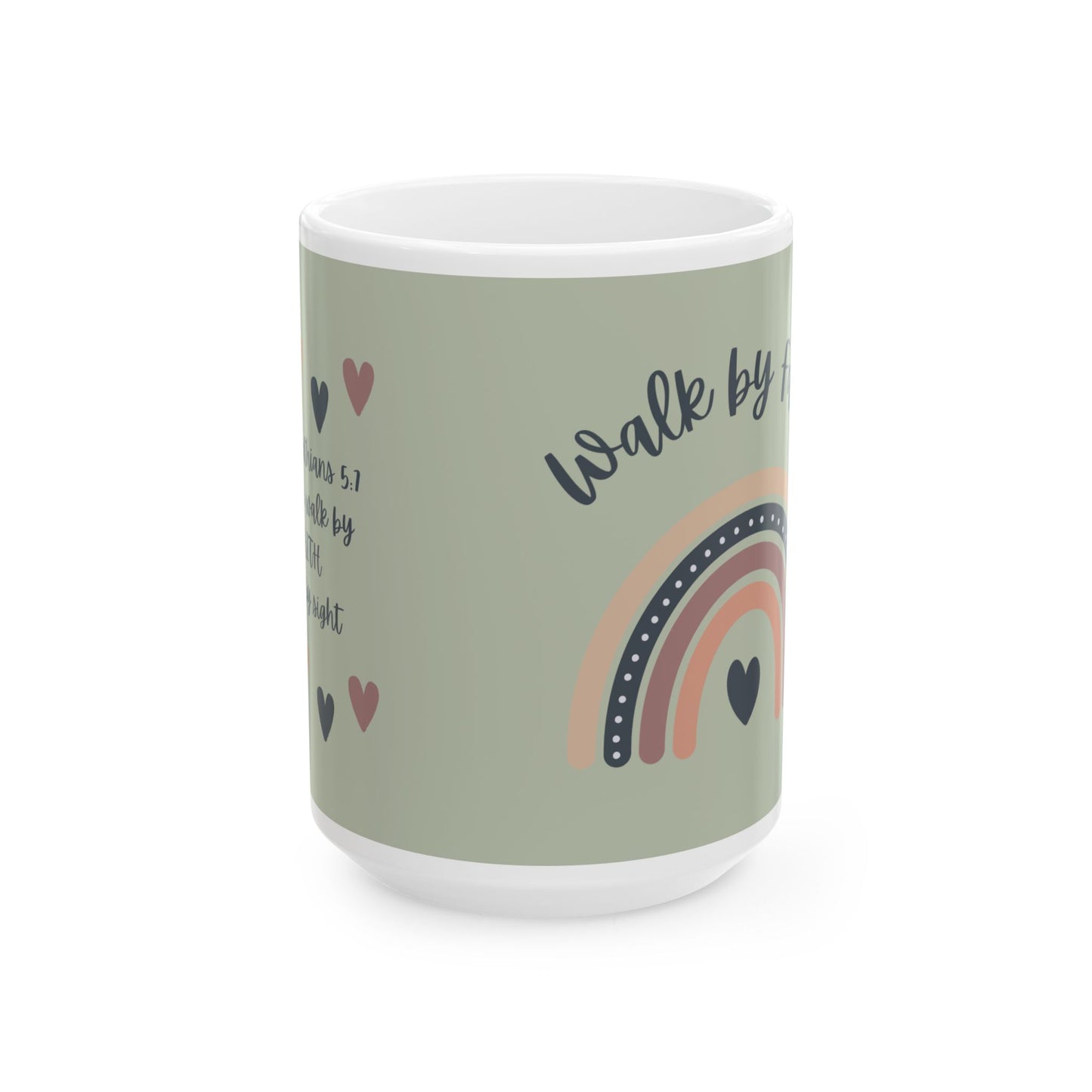 Inspirational Ceramic Mug - 'Walk by Faith' Rainbow Design - 11oz & 15oz