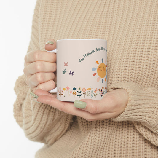 Sunshine Motif Ceramic Mug - "His Mercies Are New Every Morning" - 11oz & 15oz