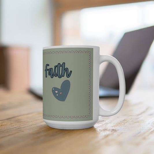 Inspirational Ceramic Mug - 'Faith' Design for Daily Motivation