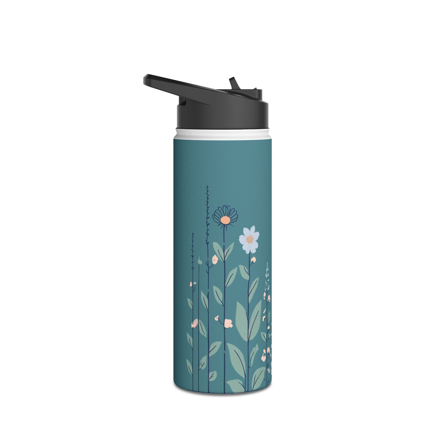Inspirational Stainless Steel Water Bottle - Floral Design - God's Not Done With Me Yet
