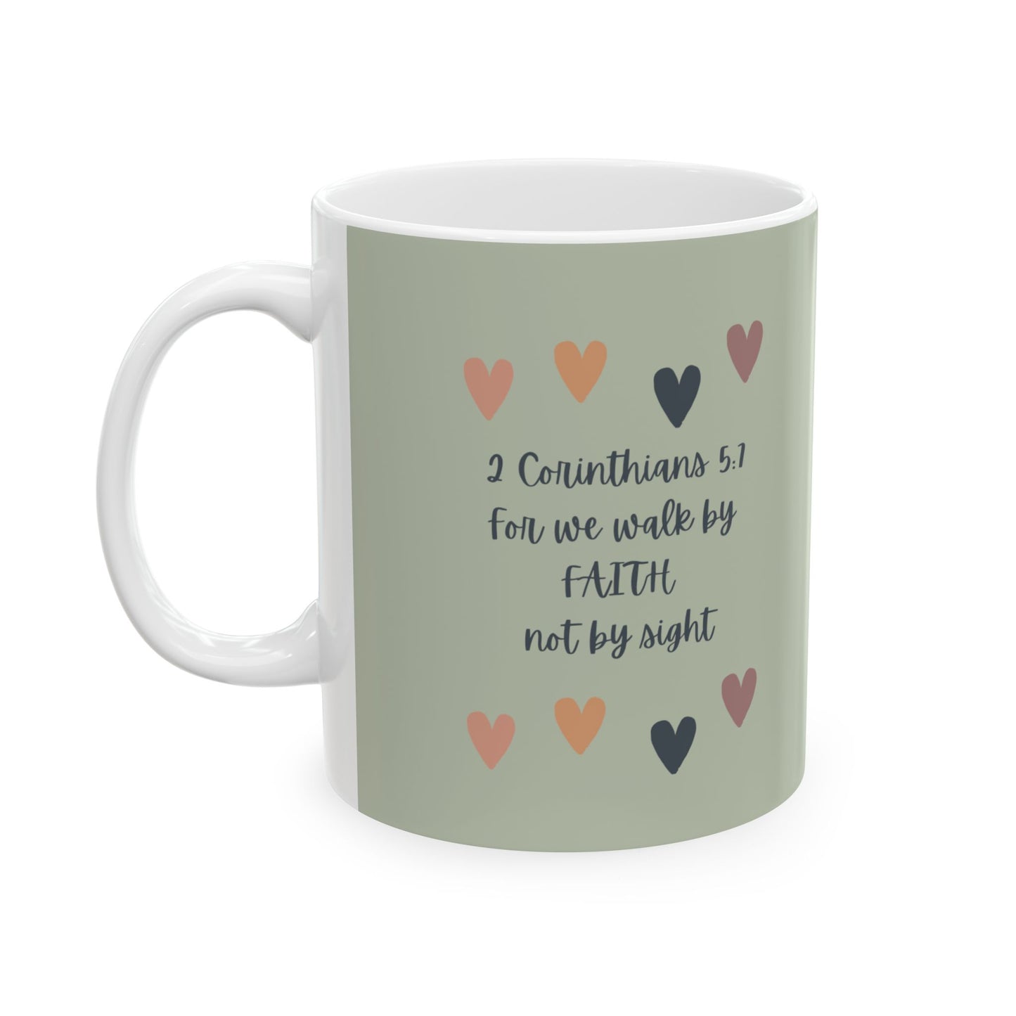 Inspirational Ceramic Mug - 'Walk by Faith' Rainbow Design - 11oz & 15oz