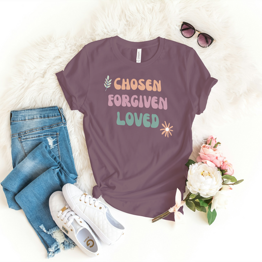 Garment-Dyed T-Shirt - Chosen Forgiven Loved | Inspirational Casual Wear
